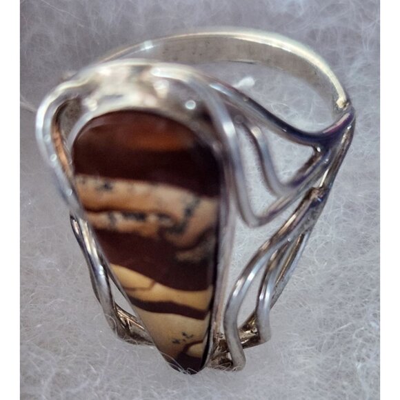 Ring Band Montana Agate Silver Stone 25 x 10 mm Size 10  6.3 gr   Jerry Fran Har - Picture 3 of 15